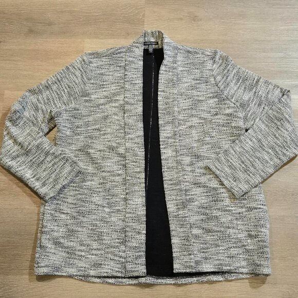 Eileen Fisher Cardigan Womens Large Marled Organic Cotton Kimono Sweater Gray - Picture 1 of 7